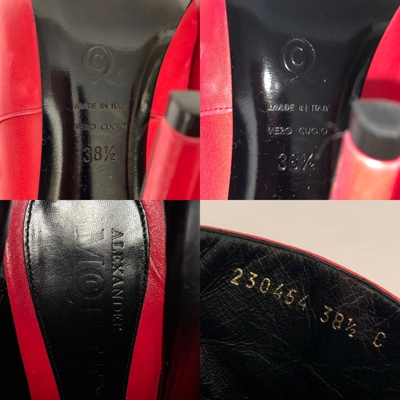 Alexander Mc Queen Red Italy Leather Buckle Heel Ankle Boots 38.5 US 8 - Picture 13 of 14